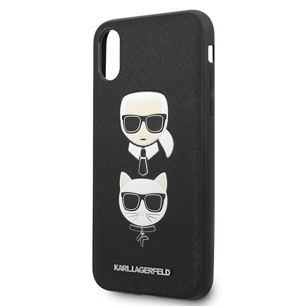 Karl Lagerfeld KLHCI65SAKICKCBK iPhone XS Max black hardcase Saffiano Karl&Choupette Head hind ja info | Telefonide kaitsekaaned ja -ümbrised | hansapost.ee