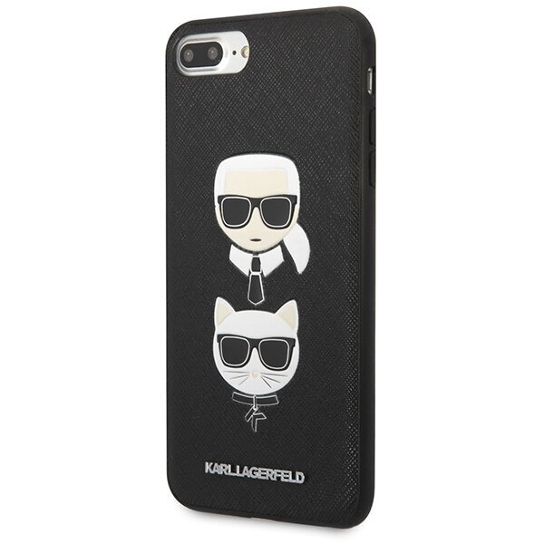 Karl Lagerfeld KLHCI8LSAKICKCBK iPhone 7 Plus | 8 Plus black hardcase Saffiano Karl&Choupette Head hind ja info | Telefonide kaitsekaaned ja -ümbrised | hansapost.ee