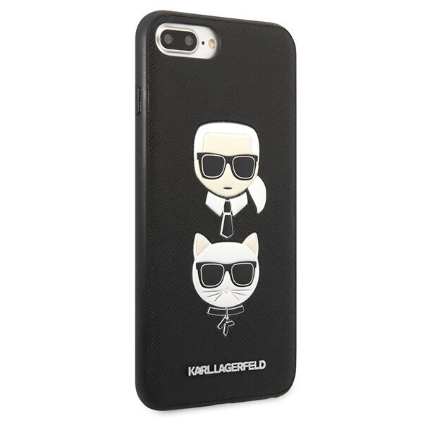 Karl Lagerfeld KLHCI8LSAKICKCBK iPhone 7 Plus | 8 Plus black hardcase Saffiano Karl&Choupette Head hind ja info | Telefonide kaitsekaaned ja -ümbrised | hansapost.ee