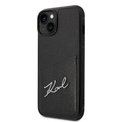 Karl Lagerfeld KLHCP14SCSSK iPhone 14 6,1" hardcase czarny|black Signature Logo Cardslot hind ja info | Telefonide kaitsekaaned ja -ümbrised | hansapost.ee