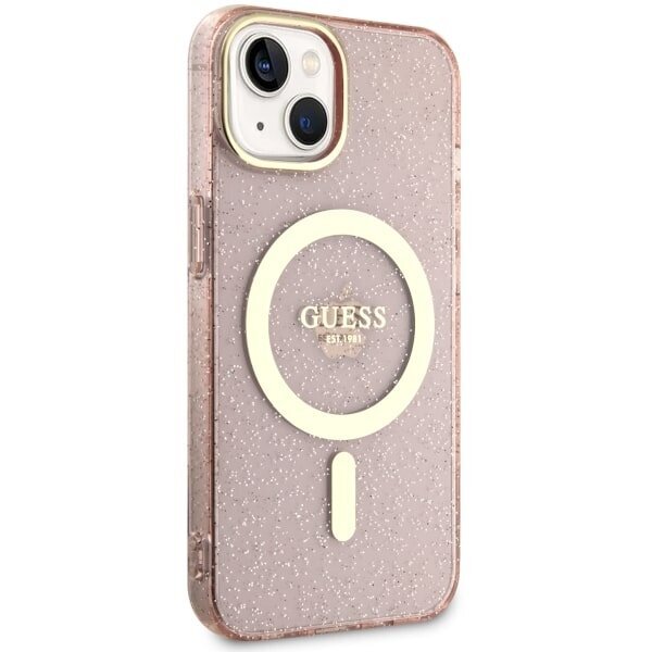 Guess GUHMP14SHCMCGP iPhone 14 6.1" różowy|pink hardcase Glitter Gold MagSafe цена и информация | Telefonide kaitsekaaned ja -ümbrised | hansapost.ee