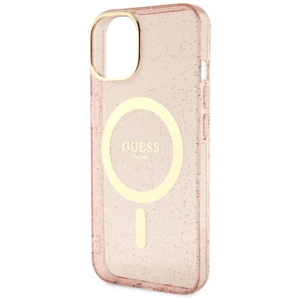 Guess GUHMP14SHCMCGP iPhone 14 6.1" różowy|pink hardcase Glitter Gold MagSafe цена и информация | Telefonide kaitsekaaned ja -ümbrised | hansapost.ee
