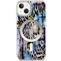 Guess GUHMP14SHLEOPWB iPhone 14 6.1" niebieski|blue hardcase Leopard MagSafe цена и информация | Чехлы для телефонов | hansapost.ee