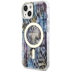 Guess GUHMP14SHLEOPWB iPhone 14 6.1" niebieski|blue hardcase Leopard MagSafe цена и информация | Чехлы для телефонов | hansapost.ee