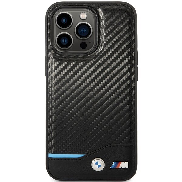 Etui BMW BMHCP13L22NBCK iPhone 13 Pro | 13 6.1" black hardcase Leather Carbon цена и информация | Telefonide kaitsekaaned ja -ümbrised | hansapost.ee