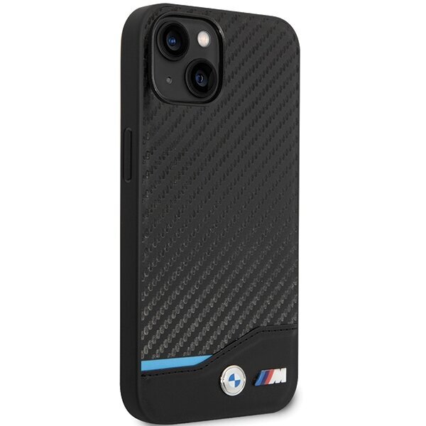 Etui BMW BMHCP13M22NBCK iPhone 13 6.1" black Leather Carbon цена и информация | Telefonide kaitsekaaned ja -ümbrised | hansapost.ee