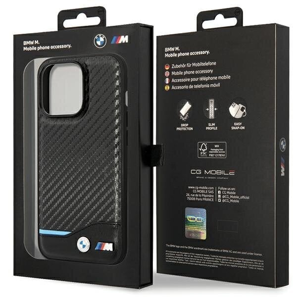 Etui BMW BMHCP13X22NBCK iPhone 13 Pro Max 6.7" black hardcase Leather Carbon hind ja info | Telefonide kaitsekaaned ja -ümbrised | hansapost.ee