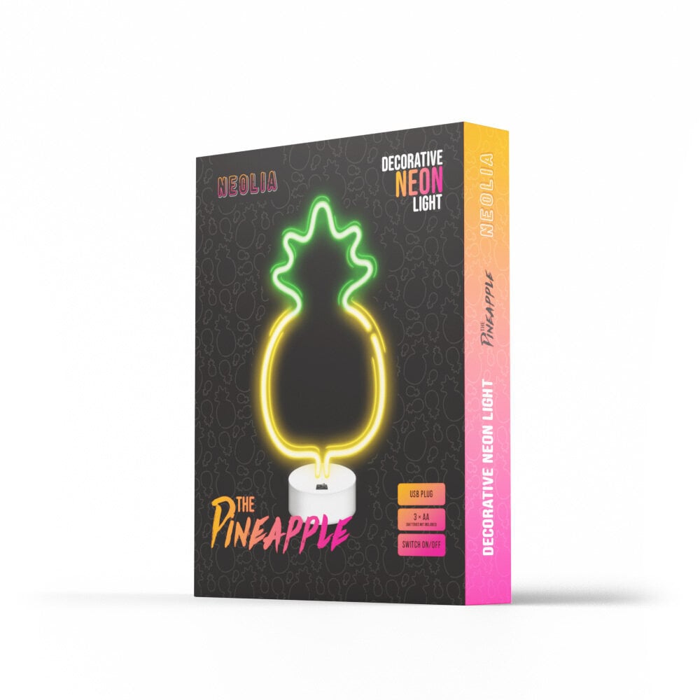 Neoon LED dekoor alusel Pineapple, kollane-roheline NNE05 цена и информация | Laualambid | hansapost.ee