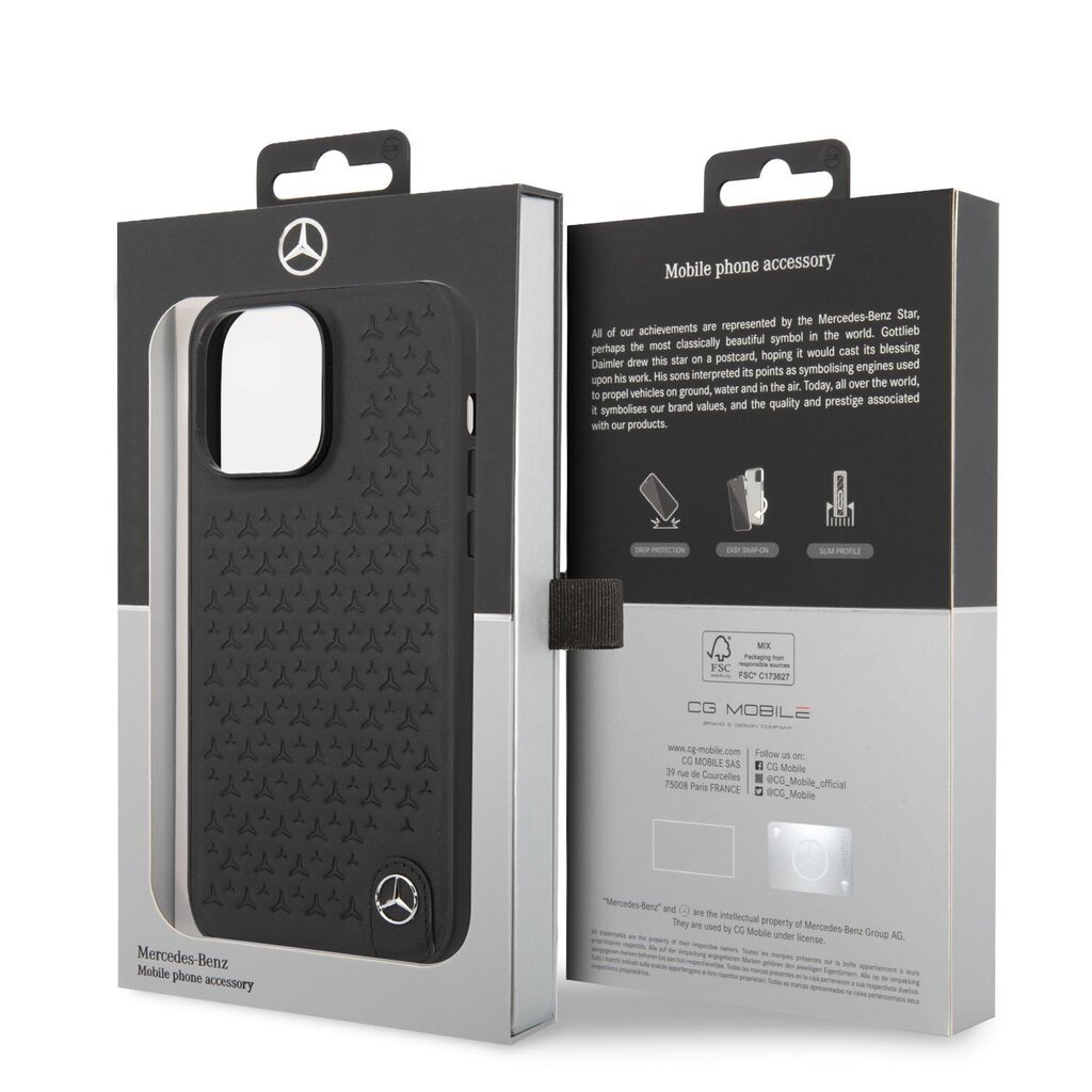 Mercedes Genuine Leather Star Case for iPhone 14 Pro Max Black hind ja info | Telefonide kaitsekaaned ja -ümbrised | hansapost.ee