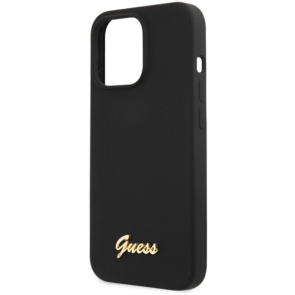 Guess GUHCP13XLSLMGBK iPhone 13 Pro Max 6.7" black hardcase Silicone Script Gold Logo hind ja info | Telefonide kaitsekaaned ja -ümbrised | hansapost.ee