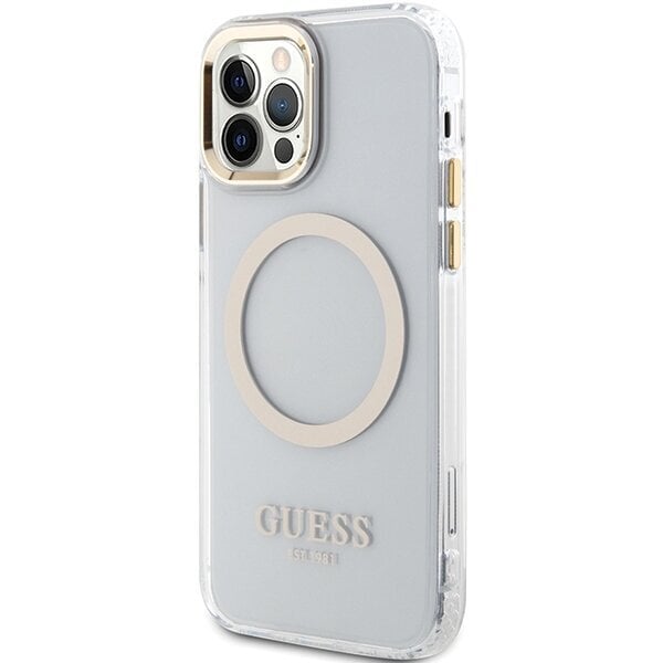 Guess GUHMP12MHTRMD iPhone 12|12 Pro 6.1" gold hardcase Metal Outline Magsafe hind ja info | Telefonide kaitsekaaned ja -ümbrised | hansapost.ee