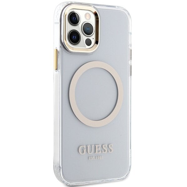 Guess GUHMP12MHTRMD iPhone 12|12 Pro 6.1" gold hardcase Metal Outline Magsafe цена и информация | Telefonide kaitsekaaned ja -ümbrised | hansapost.ee