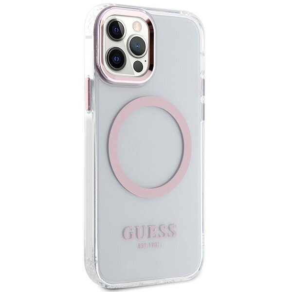 Guess GUHMP12MHTRMP iPhone 12|12 Pro 6.1" pink hard case Metal Outline Magsafe hind ja info | Telefonide kaitsekaaned ja -ümbrised | hansapost.ee