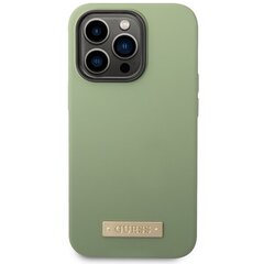 Guess чехол для iPhone 14 Pro Max 6,7 GUHMP14XSBPLA хаки жесткий чехол Жидкий силикон логотип пластина MagSafe цена и информация | Чехлы для телефонов | hansapost.ee