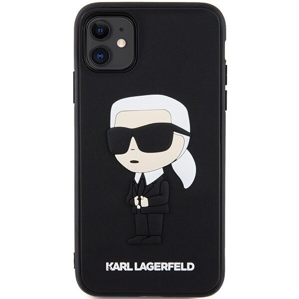 Karl Lagerfeld KLHCN613DRKINK iPhone 11 | XR 6.1" black hardcase Rubber Ikonik 3D hind ja info | Telefonide kaitsekaaned ja -ümbrised | hansapost.ee