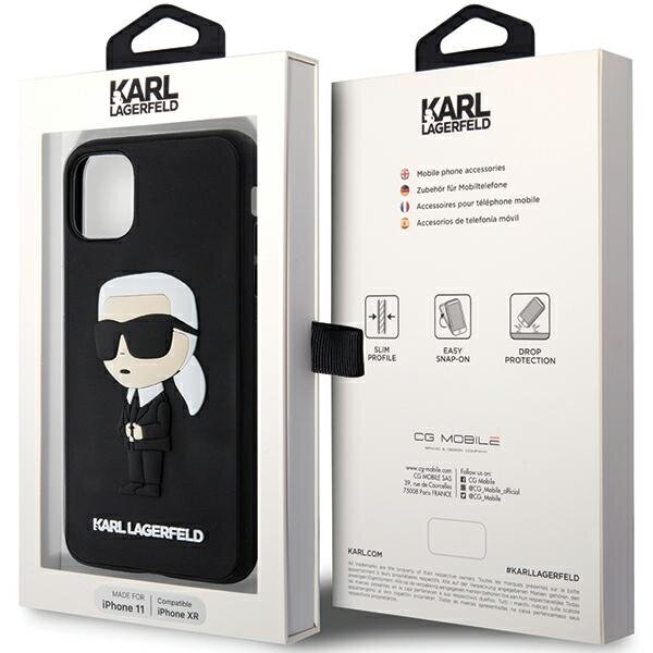 Karl Lagerfeld KLHCN613DRKINK iPhone 11 | XR 6.1" black hardcase Rubber Ikonik 3D hind ja info | Telefonide kaitsekaaned ja -ümbrised | hansapost.ee