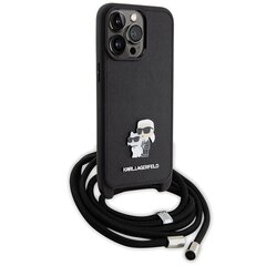 Karl Lagerfeld KLHCP15XSAKCPSK iPhone 15 Pro Max 6.7" hardcase czarny|black Crossbody Saffiano Metal Pin Karl & Choupette цена и информация | Чехлы для телефонов | hansapost.ee