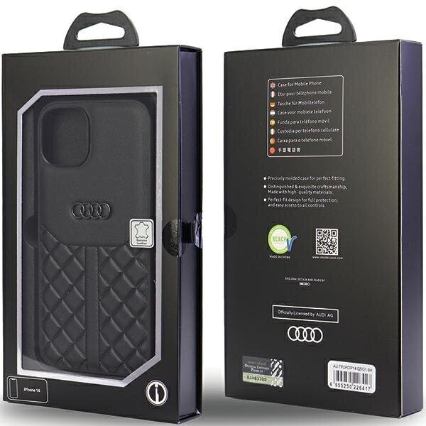 Audi Genuine Leather iPhone 14 6.1" black hardcase AU-TPUPCIP14-Q8|D1-BK цена и информация | Telefonide kaitsekaaned ja -ümbrised | hansapost.ee