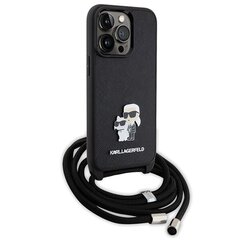 Karl Lagerfeld KLHCP13LSAKCPSK iPhone 13 Pro | 13 6.1" hardcase czarny|black Crossbody Saffiano Metal Pin Karl & Choupette цена и информация | Чехлы для телефонов | hansapost.ee