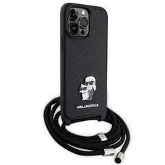 Karl Lagerfeld KLHCP13XSAKCPSK iPhone 13 Pro Max 6.7" hardcase czarny|black Crossbody Saffiano Metal Pin Karl & Choupette цена и информация | Чехлы для телефонов | hansapost.ee