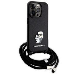 Karl Lagerfeld KLHCP14LSAKCPSK iPhone 14 Pro 6.1" hardcase czarny|black Crossbody Saffiano Metal Pin Karl & Choupette цена и информация | Чехлы для телефонов | hansapost.ee