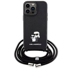 Karl Lagerfeld KLHCP14XSAKCPSK iPhone 14 Pro Max 6.7" hardcase czarny|black Crossbody Saffiano Metal Pin Karl & Choupette цена и информация | Чехлы для телефонов | hansapost.ee