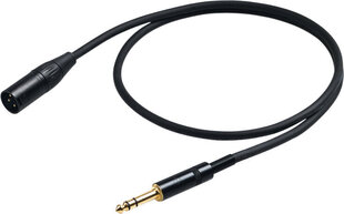 Helikaabel Proel 6,3mm stereo - XLR, 1m, must цена и информация | Кабели и провода | hansapost.ee