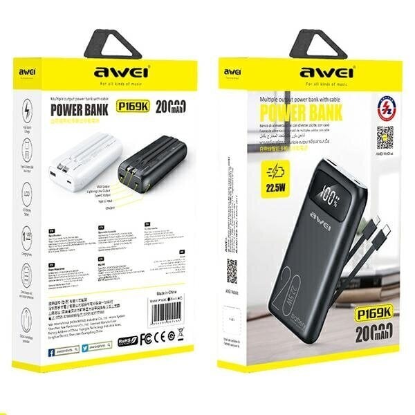 Awei P169K 20000 mAh цена и информация | Akupangad | hansapost.ee