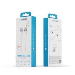 Forever Flexible cable USB-C - USB-C 1,0 m 60W white цена и информация | Borofone 43757-uniw | hansapost.ee