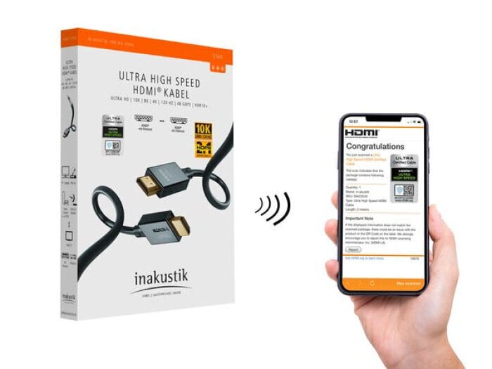 Kaabel Inakustik Ultra High Speed HDMI 2.1 with Ethernet, 1.0 m цена и информация | Juhtmed ja kaablid | hansapost.ee