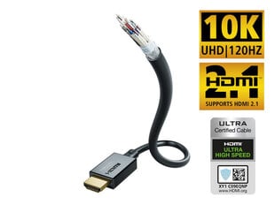 Kaabel Inakustik Ultra High Speed HDMI 2.1 with Ethernet, 1.0 m hind ja info | Juhtmed ja kaablid | hansapost.ee