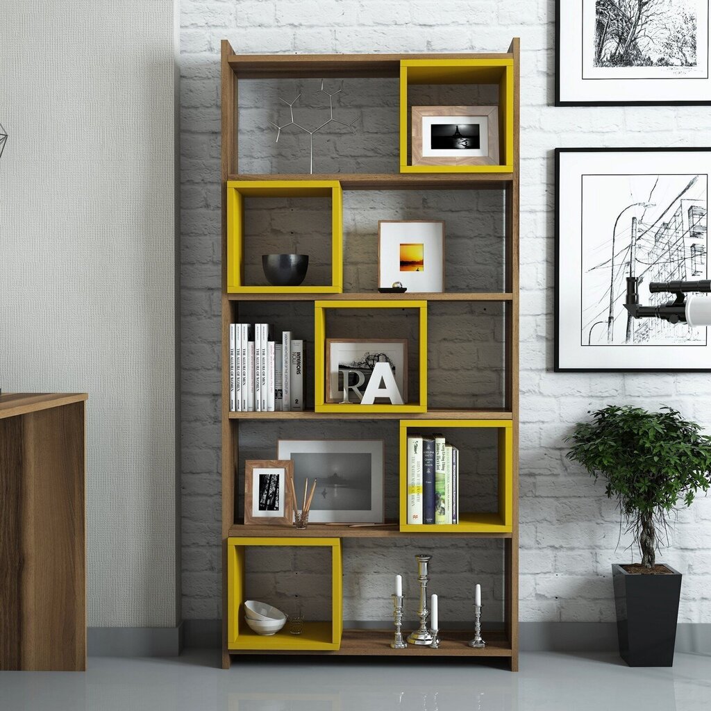 Eraldiseisev riiul Kalune Design Box II, pruun/kollane hind ja info | Riiulid | hansapost.ee