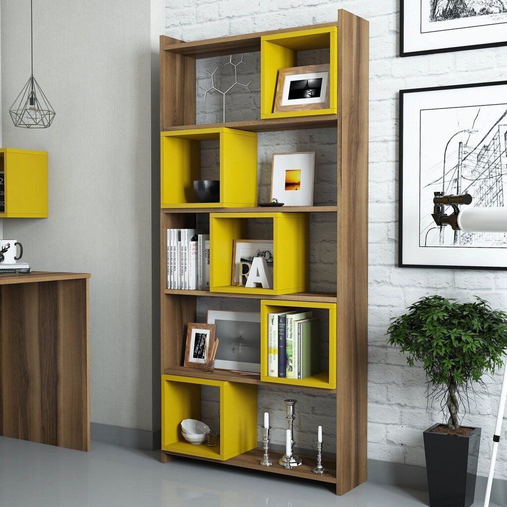 Eraldiseisev riiul Kalune Design Box II, pruun/kollane hind ja info | Riiulid | hansapost.ee