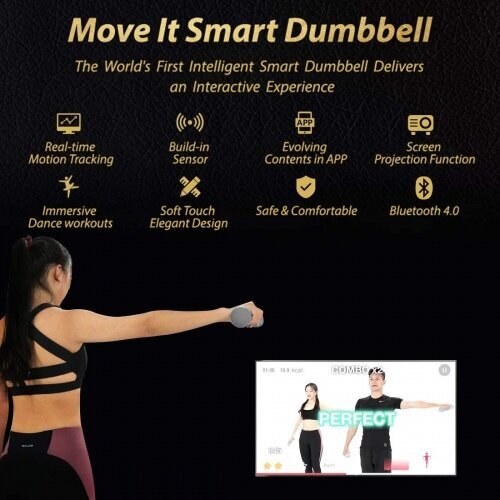 Xiaomi Move It Smart Fitness Dumbbell • A pair of dumbbells • A rechargeable sensor module • Charging cable • Move It app with 100+ intearactive dance workouts and health tracking features MOVEBEAT hind ja info | Hantlid, kangid, raskused | hansapost.ee