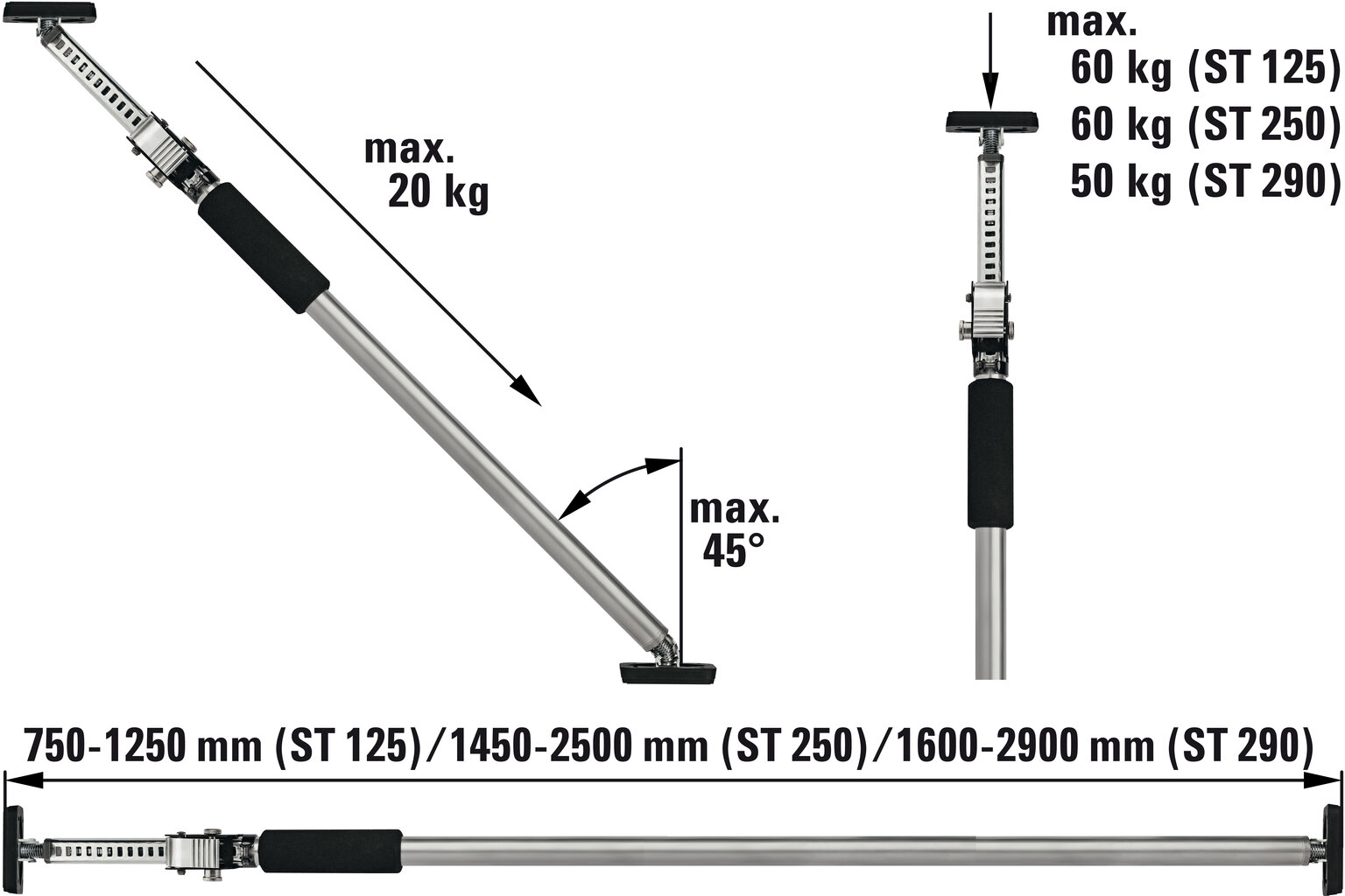 Teleskooppaigalduse tugi Bessey ST 2500 цена и информация | Käsitööriistad | hansapost.ee