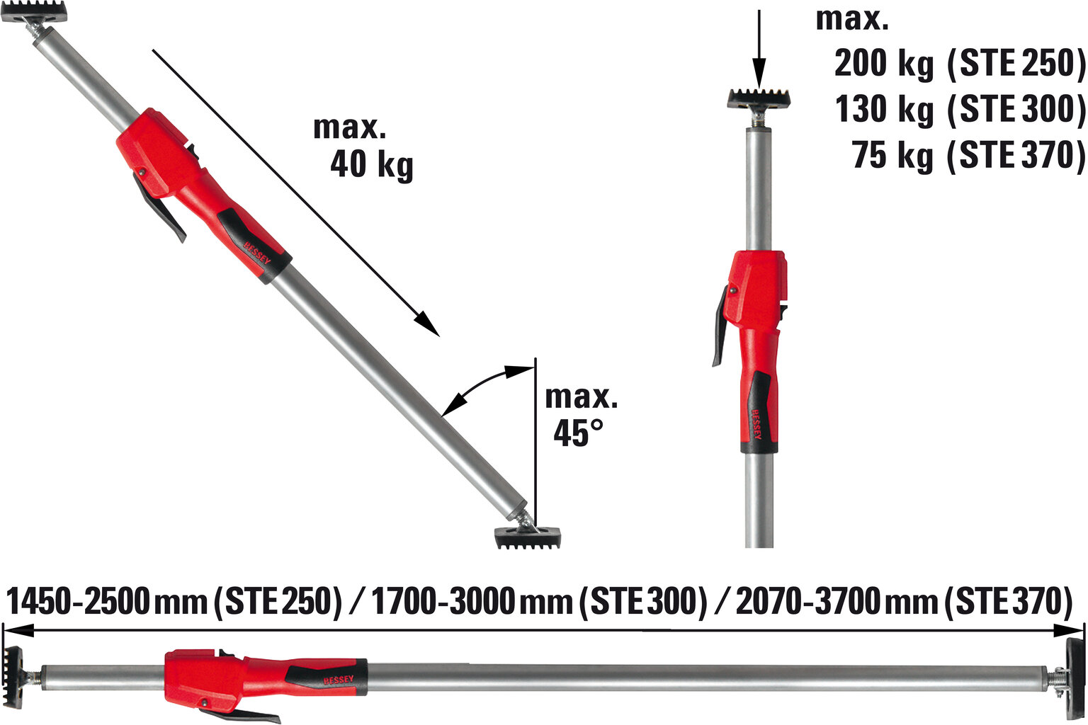 Teleskoopkinnitustugi Bessey STE 2500 hind ja info | Käsitööriistad | hansapost.ee