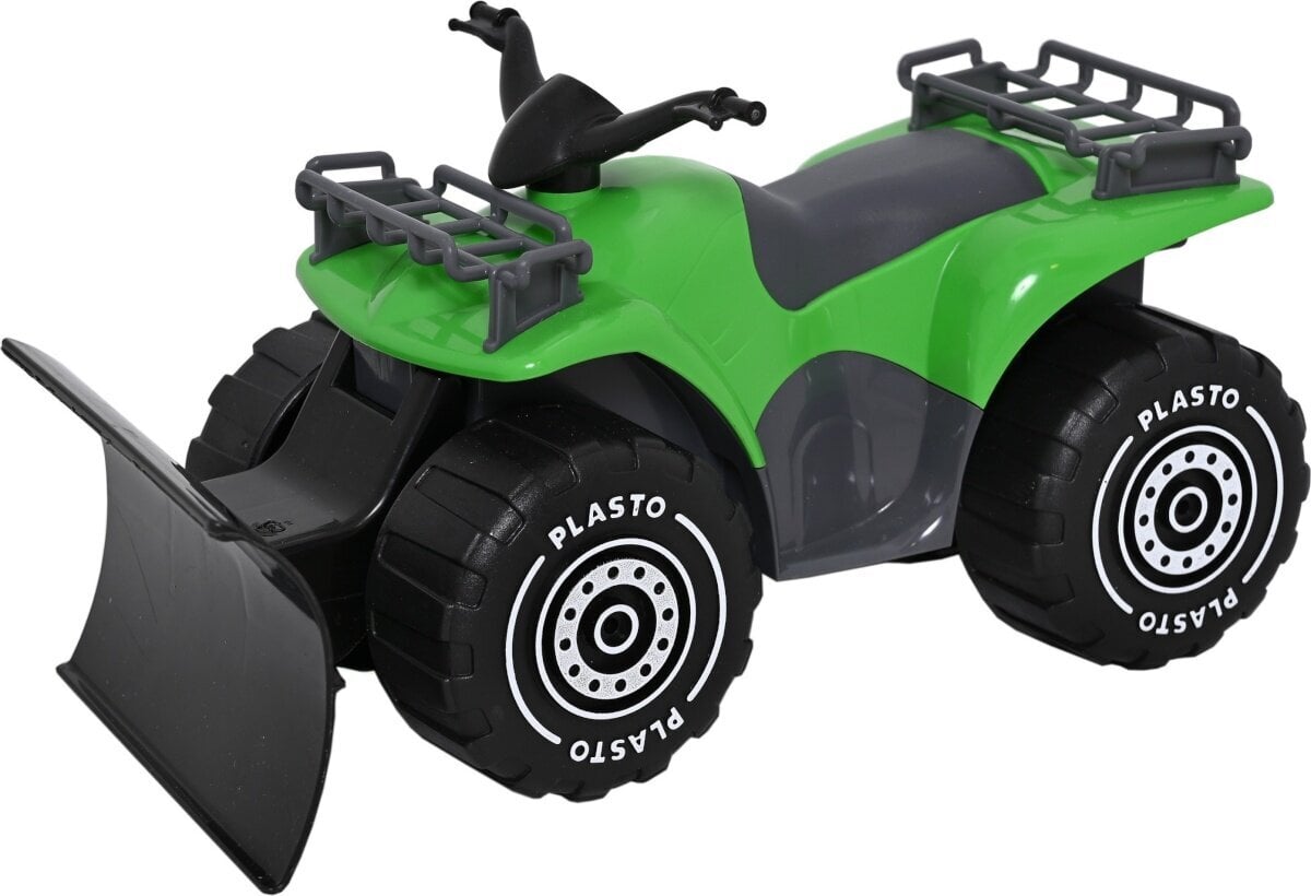 Quad jalgratas koos haagisega Plasto, 45 cm, must/roheline цена и информация | Ranna- ja õuemänguasjad | hansapost.ee