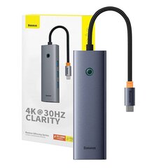 6in1 Hub Baseus  UltraJoy USB-C do HDMI4K@30Hz1+3xUSB 3.0+PD+RJ45 (space grey) цена и информация | Адаптеры, USB-разветвители | hansapost.ee