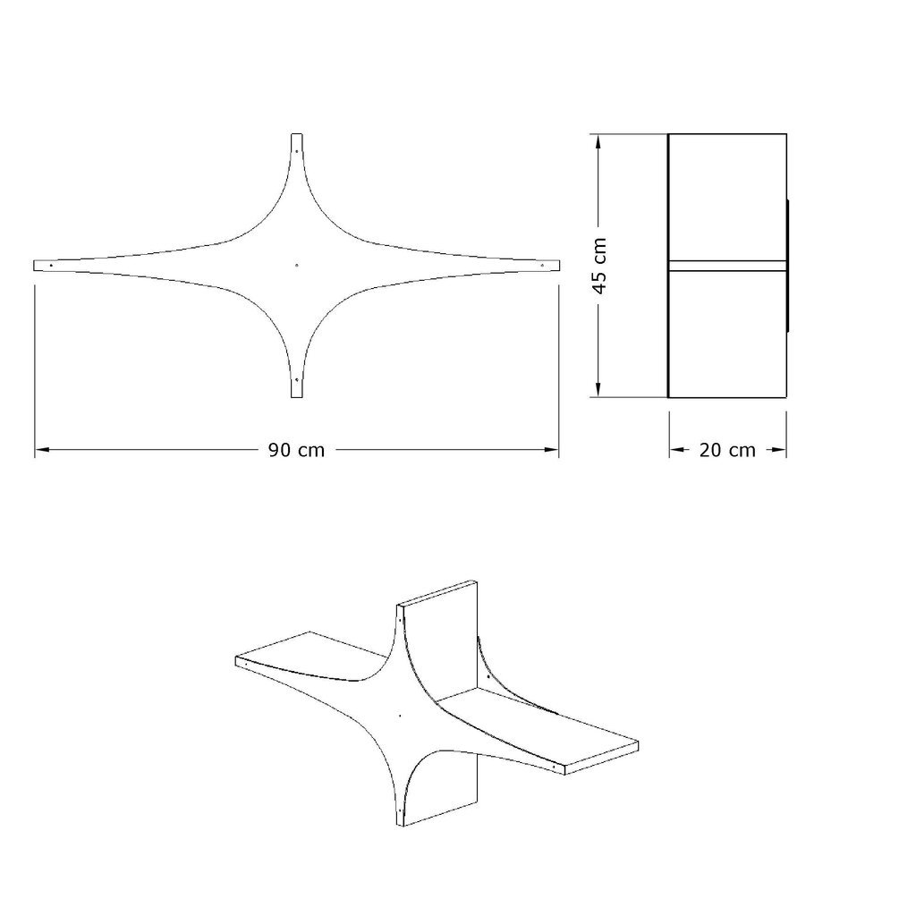 Seinariiul Kalune Design Wall Shelf 775, 90 cm, valge/must hind ja info | Riiulid | hansapost.ee