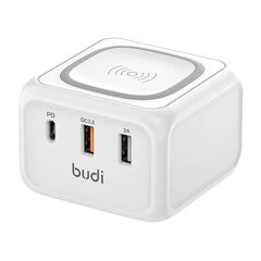 Inductive charger 10W Budi 317TE, 2x USB + USB-C, 18W (white) цена и информация | Budi Автотовары | hansapost.ee