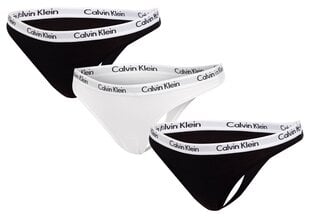 Calvin Klein naiste stringiga, 3 paari, BLACK/WHITE QD3587E WZB 19885 цена и информация | Трусики | hansapost.ee