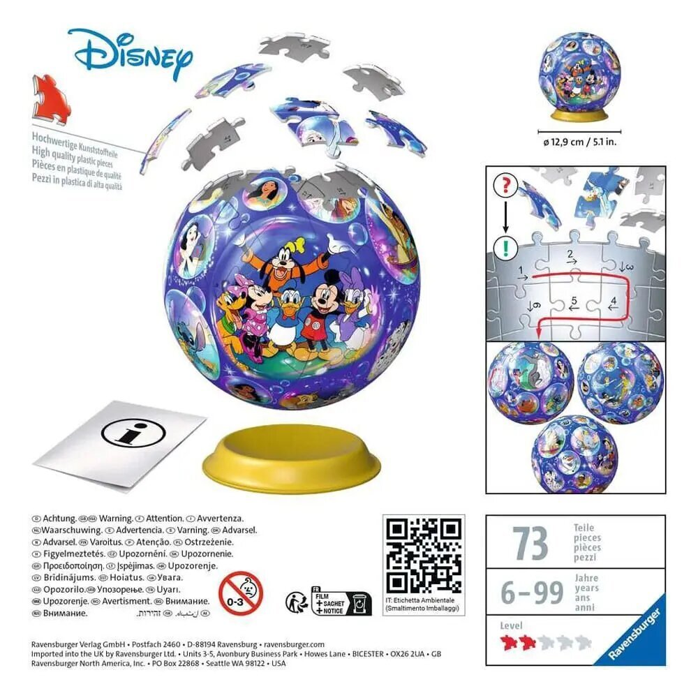 Pusle 3D Ravensburger Disney, 72 tk. hind ja info | Pusled lastele ja täiskasvanutele | hansapost.ee