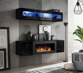 Комплект мебели для гостиной ASM Fly N2 с биокамином, черный цена и информация | Секции | hansapost.ee