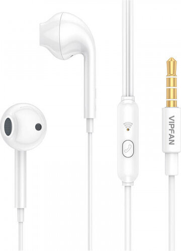 Vipfan M15 wired in-ear headphones, 3.5mm jack, 1m (white) hind ja info | Kõrvaklapid | hansapost.ee