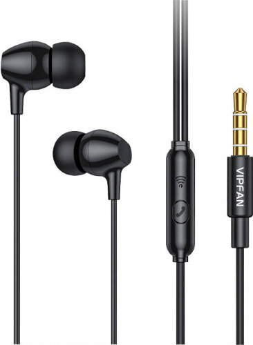 Vipfan M16 wired in-ear headphones, 3.5mm jack, 1m (black) hind ja info | Kõrvaklapid | hansapost.ee