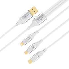 Vipfan X15 3-in-1 USB-C / Lightning / Micro 66W USB cable 1.2 м, gold-plated (white) цена и информация | VIPFAN Мобильные телефоны, Фото и Видео | hansapost.ee