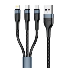 Foneng Foneng X51 3in1 USB to USB-C / Micro USB / Lightning Cable, 3A, 1 м (черный) цена и информация | Кабели для телефонов | hansapost.ee