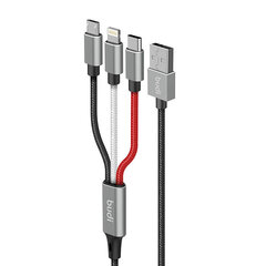 Кабель 3в1 USB to Lightning | USB-C | Micro USB cable Budi 2.4A, 1 м, черный цена и информация | Borofone 43757-uniw | hansapost.ee