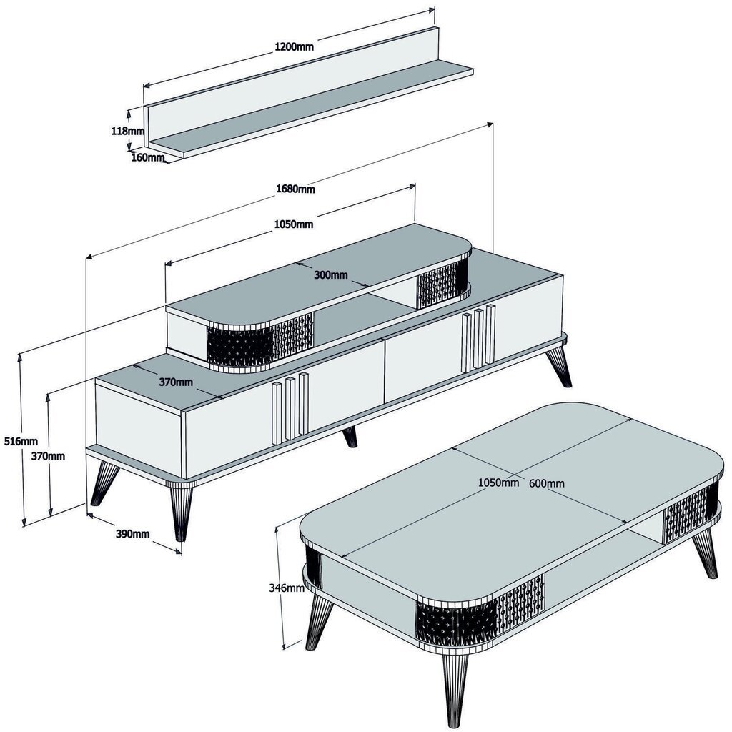 Elutoamööbli komplekt Kalune Design 845(XXV), valge цена и информация | Sektsioonkapid | hansapost.ee