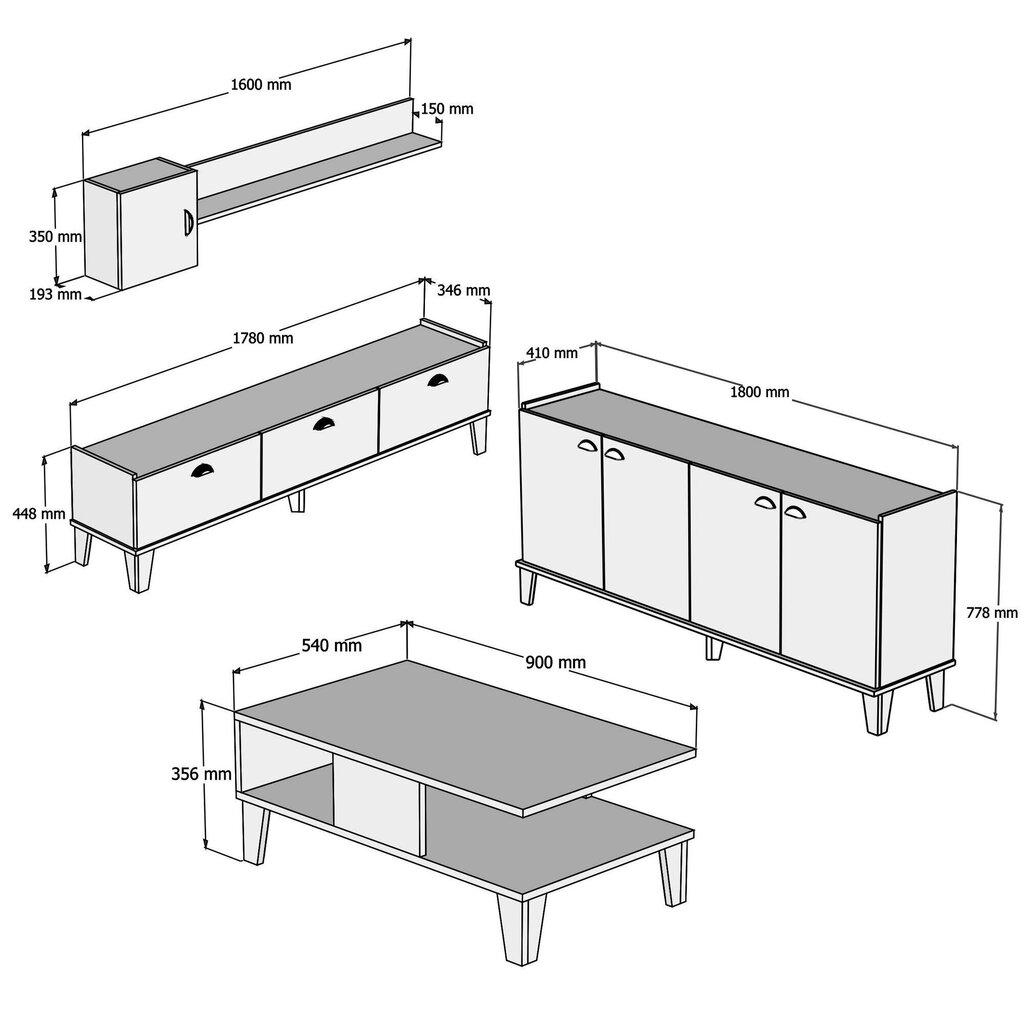 Elutoa mööblikomplekt Kalune Design Sumer G7030, pruun/must цена и информация | Sektsioonkapid | hansapost.ee